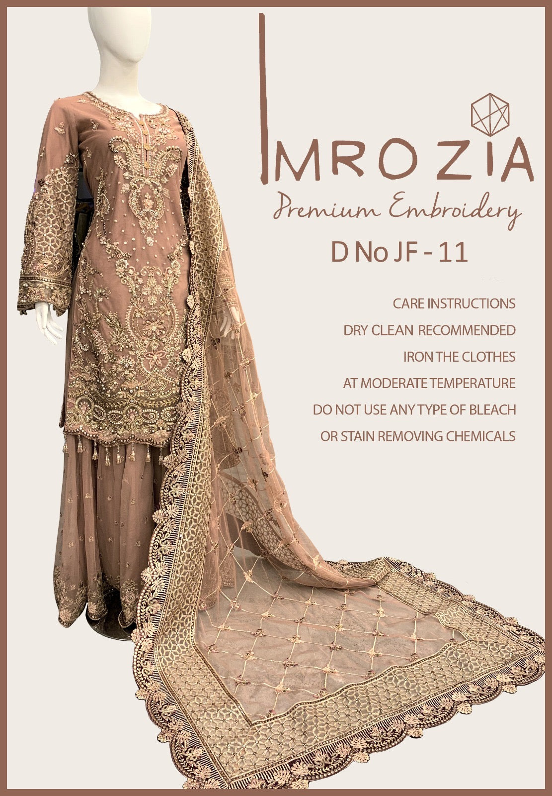 IMROZIA PREMIUM | Embroidered Net Readymade | DF-11