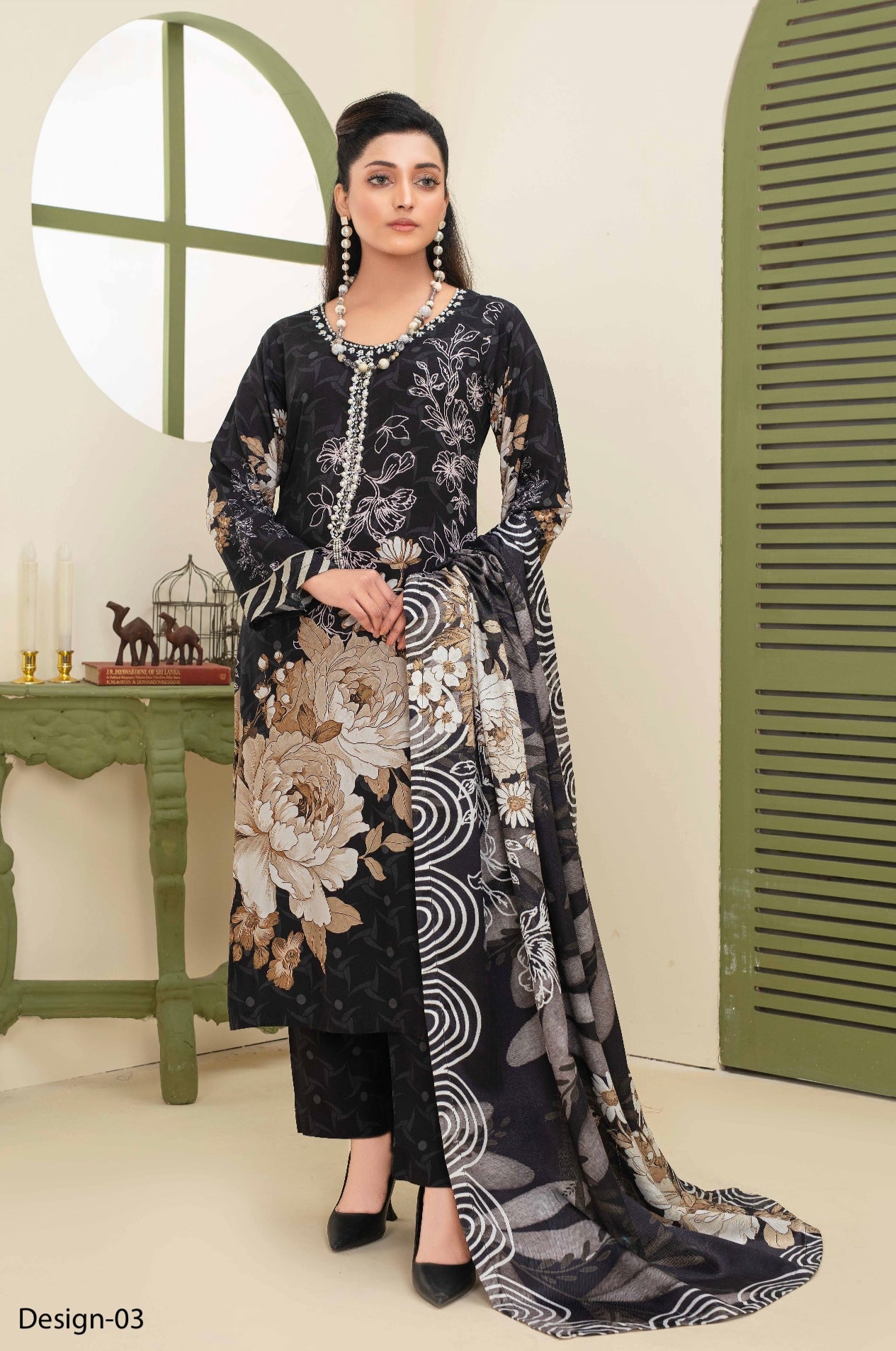 ASHYANA ‘Vol 21’ | Embroidered Handwork Linen 3pc Readymade  | ARD05