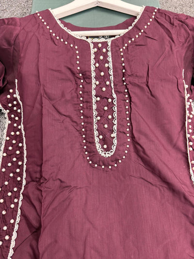 KHADIJAH’S | Embroidered Viscose 3pc Readymade | KJ170 (Maroon)