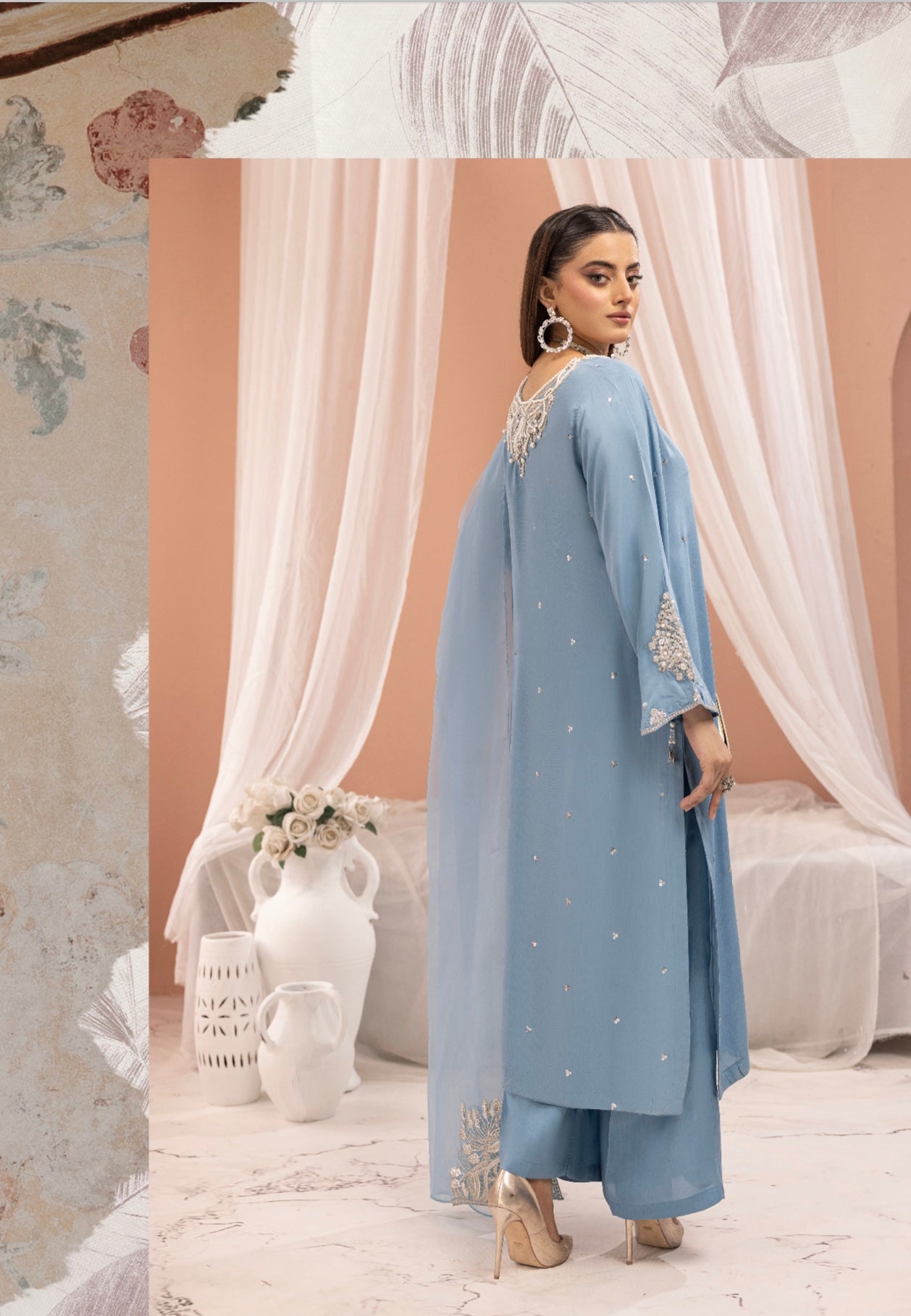 SIMRANS ‘Manzil’ | Embroidered Viscose Readymade | SM659 (Blue)