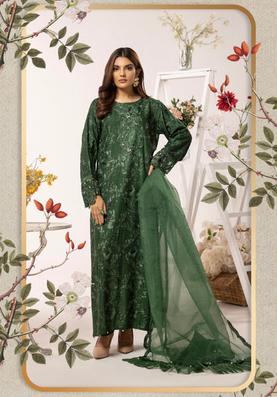 SIMRANS ‘Nakhra 8.0’ | Embroidered Linen Readymade | SM750 (Green)