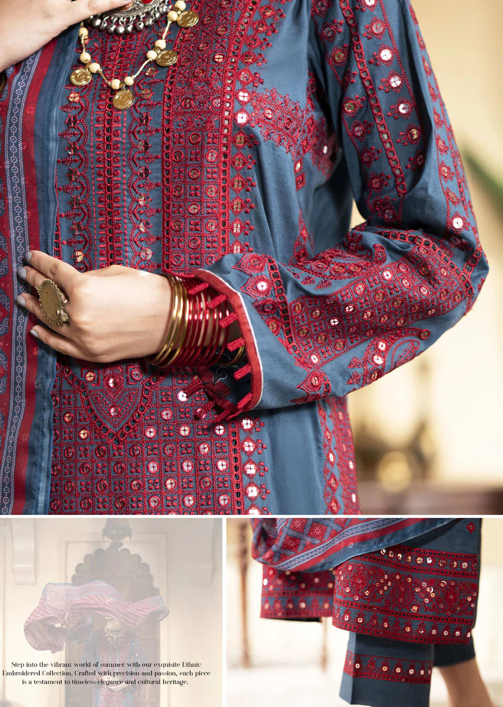 Casual lite ‘Mashriqi’ | Luxury Embroidered Cotton Readymade | HT205