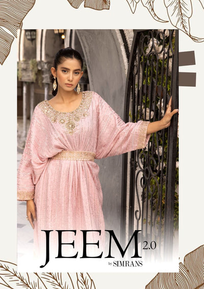 SIMRANS ‘Jeem’ | Embroidered Chiffon Modest Mother & Daughter Readymade | SM601 (Light Pink)