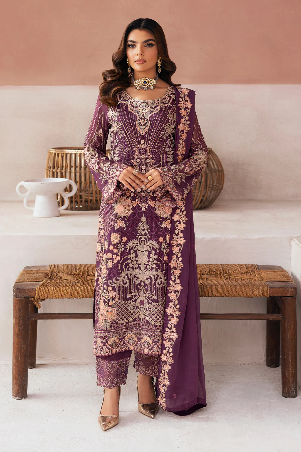 RAMSHA ‘Arzoo’ | Embroidered Chiffon Readymade | U112