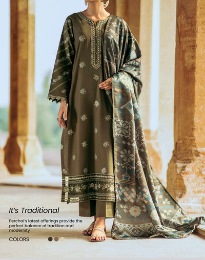 Casuallite ‘Perchai’ | Luxury Embroidered Dhanak Readymade | HT250