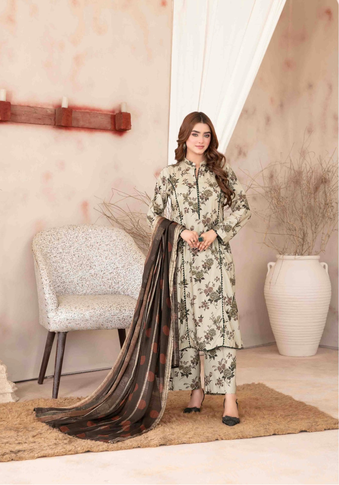 TAWAKKAL ‘Hayma’ | Embroidered Linen Readymade | D3784