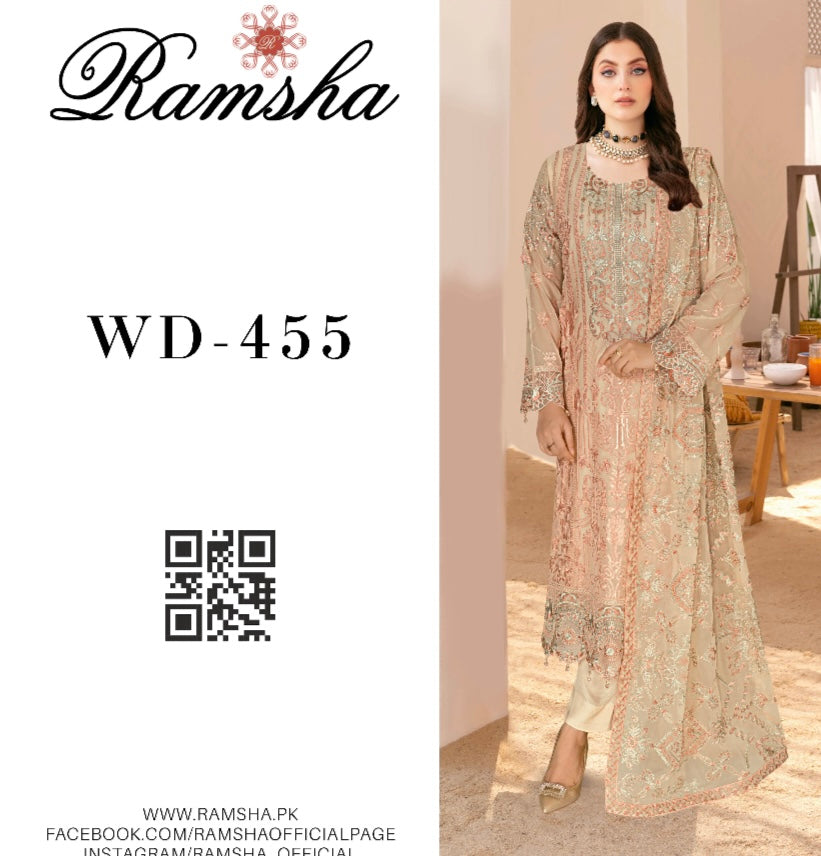 RAMSHA | Embroidered Chiffon Readymade | WD-455