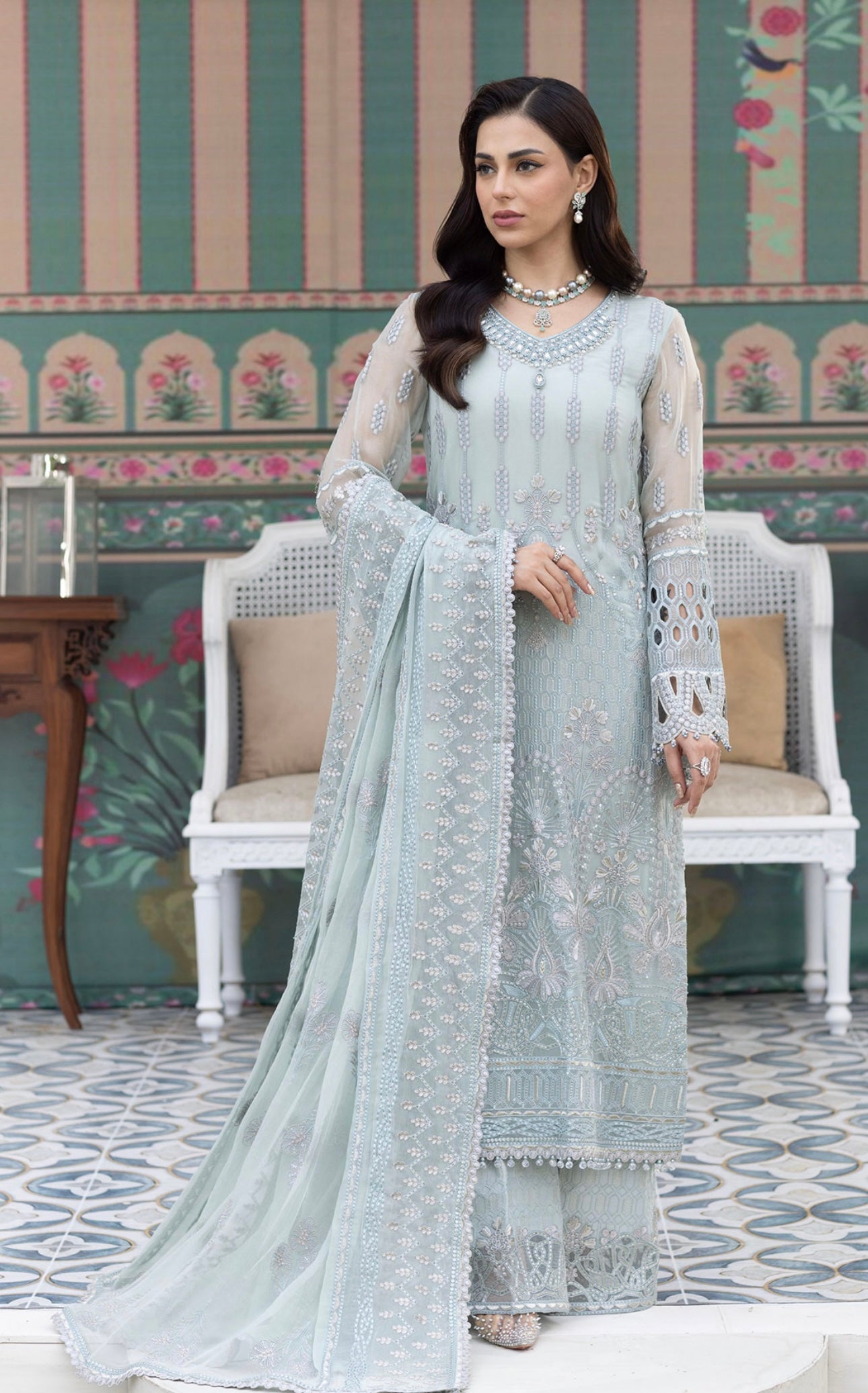 SIMRANS ‘Sienna’ | Embroidered Chiffon  Readymade | SM582