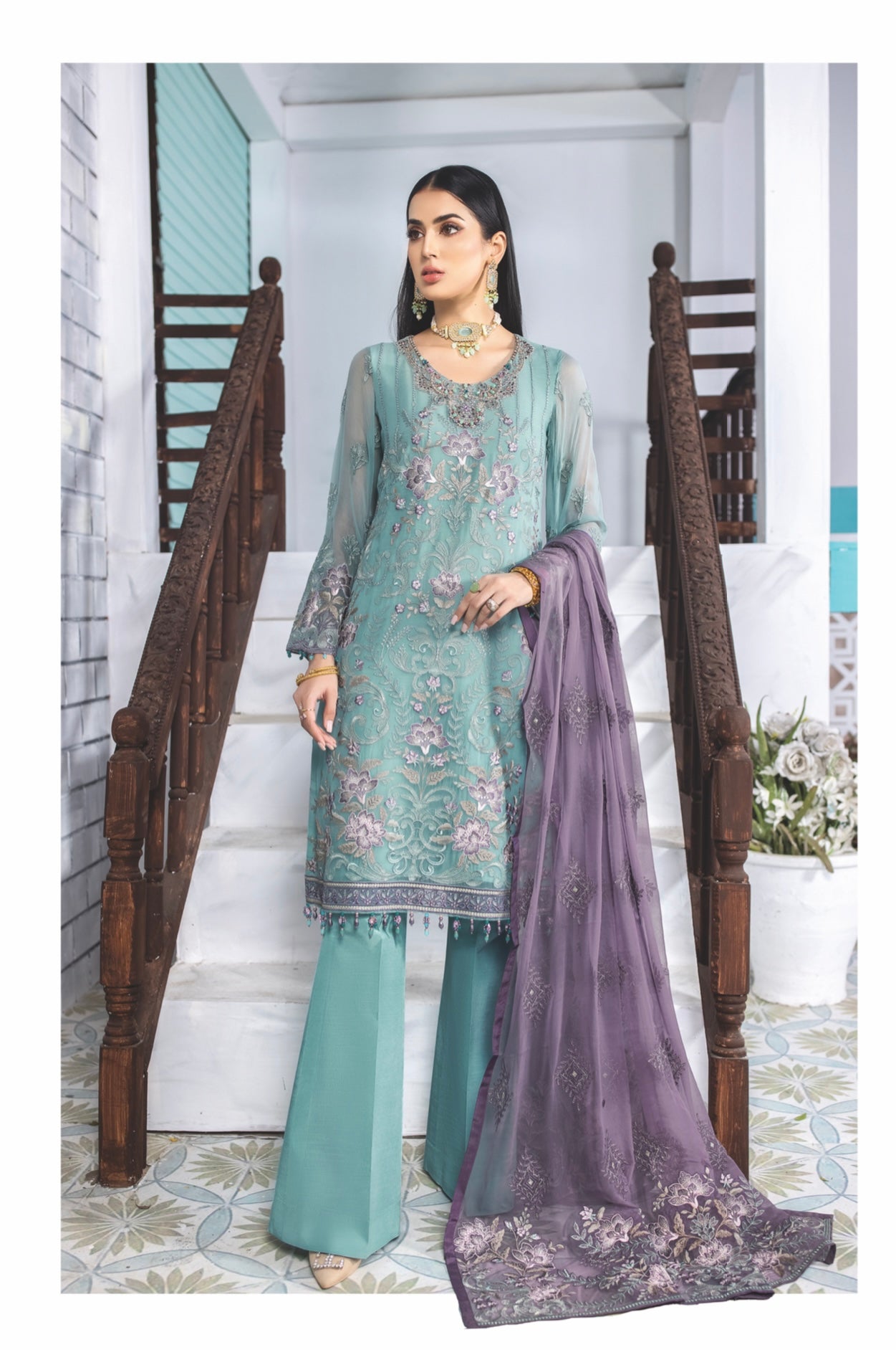 SIMRANS ‘Erica’ | Embroidered Chiffon Readymade | SM643