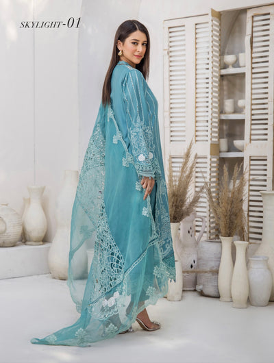 SIMRANS ‘Maria B Inspired’ | Embroidered Cotton Readymade | SM584 (Teal)