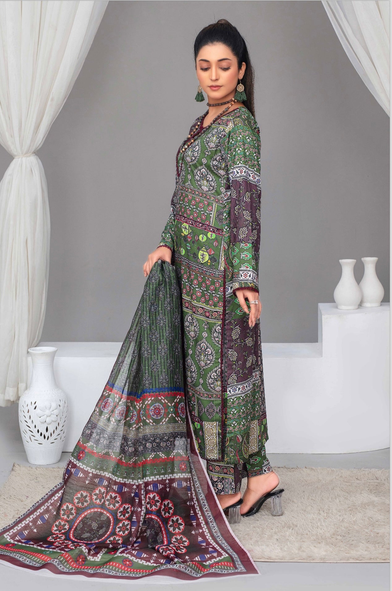 ASHYANA ‘Vol 18’ | Embroidered Linen 3pc Readymade  | ARA04