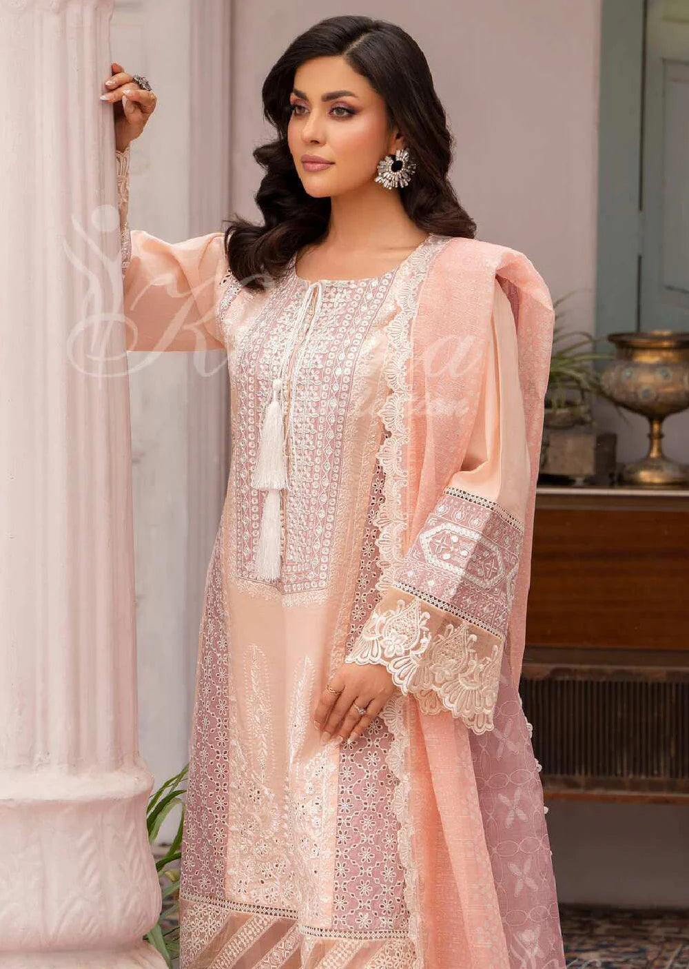 KARMA Collection | Embroidered Cotton Readymade | KMA-1367 (Pink)