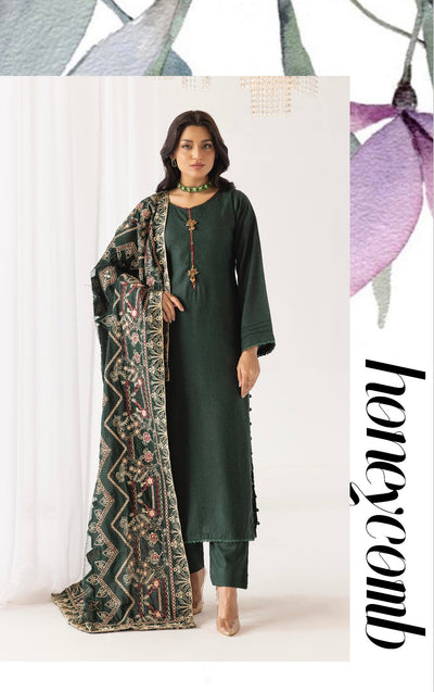 SIMRANS ‘Laserkari’ | Embroidered Dhanak Readymade | SM747 (Green)