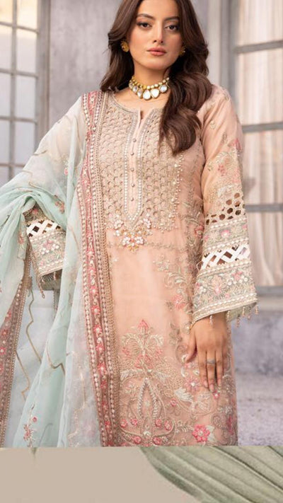 SIMRANS ‘Haseen e Bahar’ | Embroidered Chiffon Readymade | SM618 (Peach)