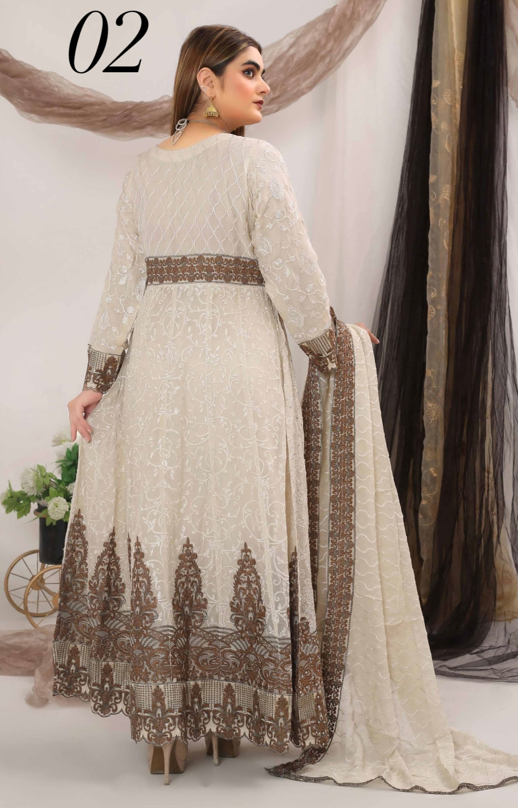 KHADIJAH’S | Chiffon Embroidered Frock Readymade | KJ117