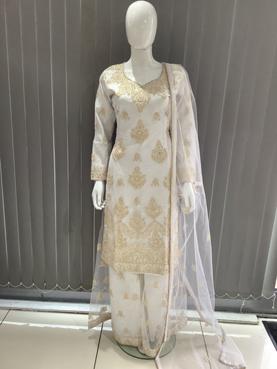 ASHA | Embroidered Net Dori Work Mother & Daughter Dress Ready To Wear White| AS67