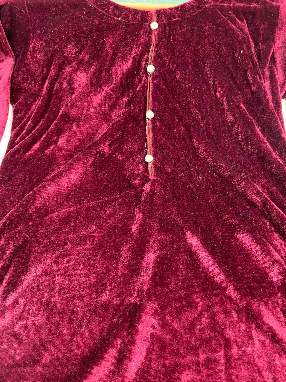 S Creations ‘Amara’ | Velvet 2pc Readymade | SC142 (Maroon)