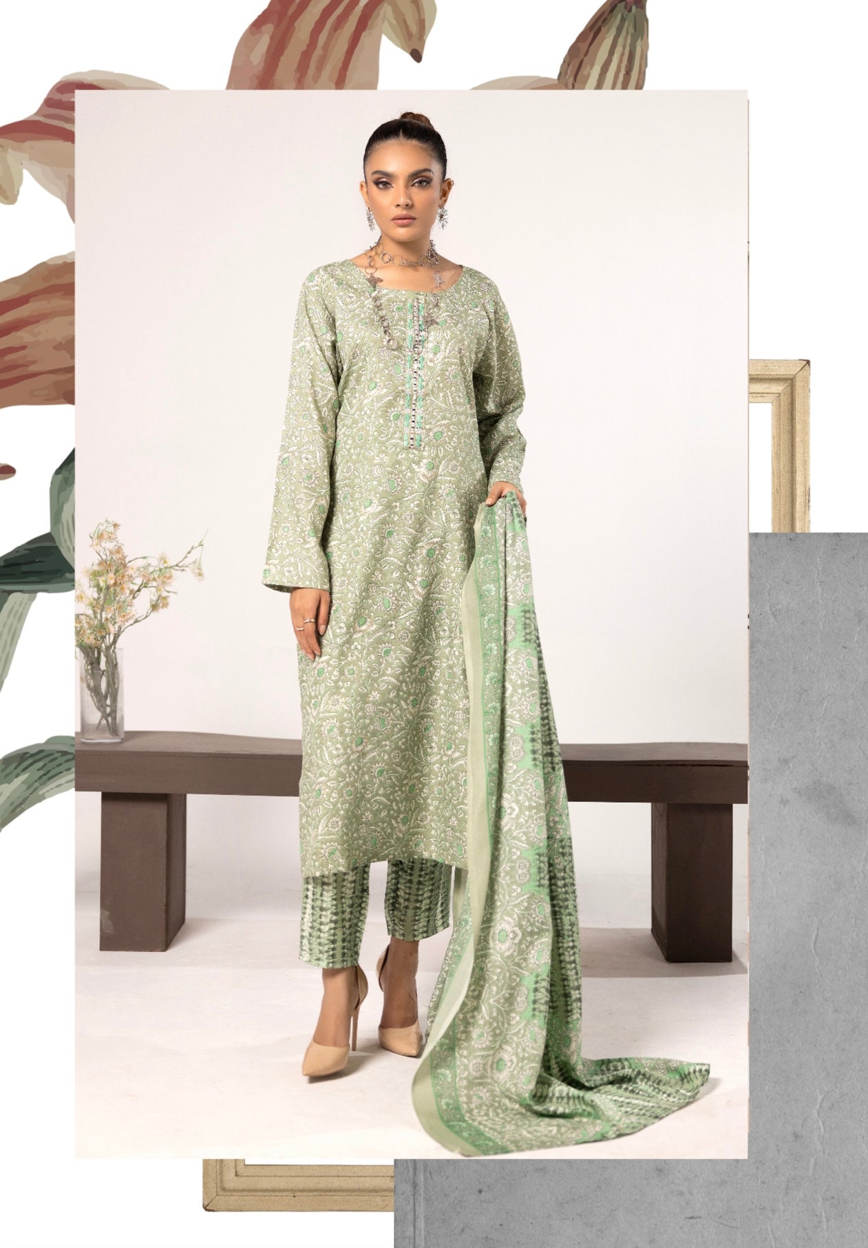 SIMRANS ‘Sana’ | Linen Prints Readymade | SM676