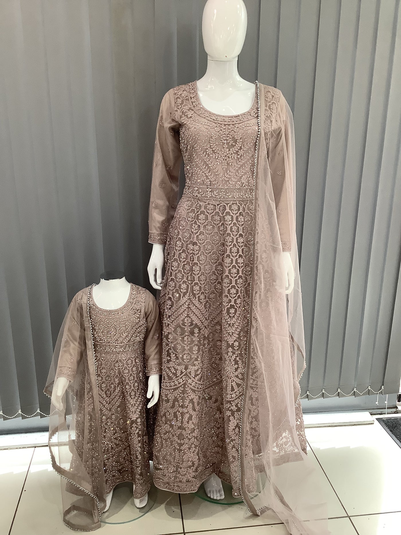 ASHA | Embroidered Net Mother & Daughter Ready To Wear  | AS30