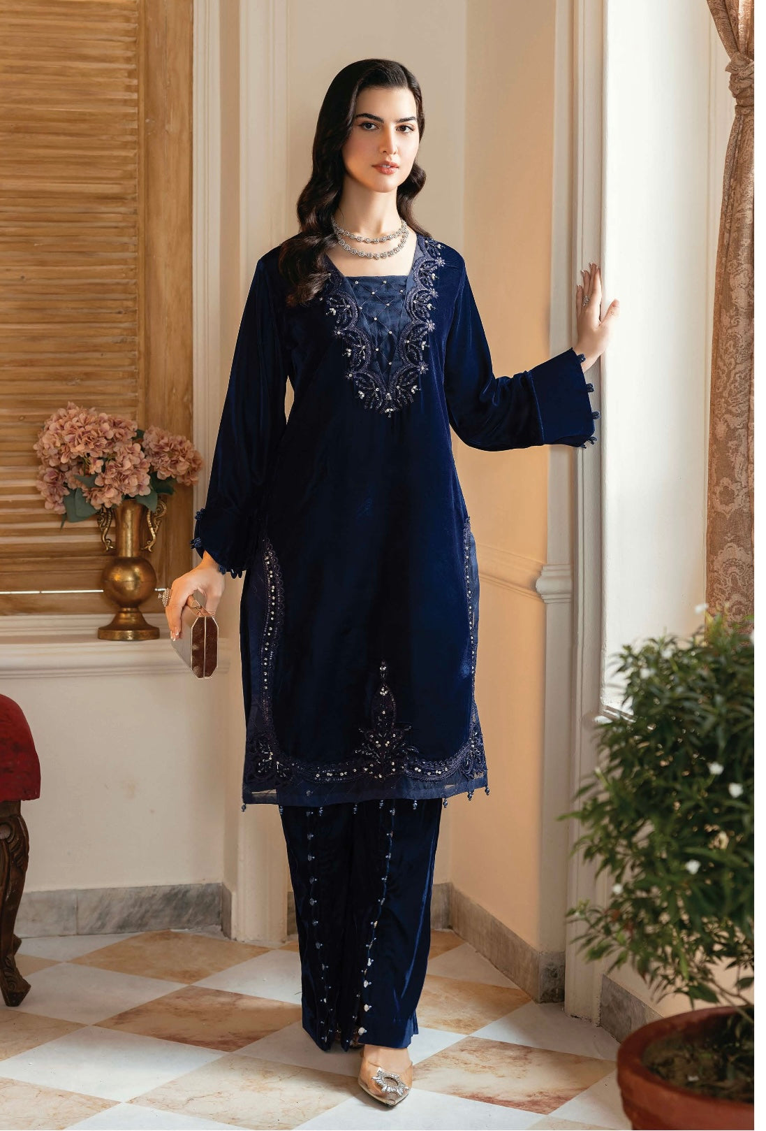 AIN | Embroidered Velvet Ready To Wear | AN-83