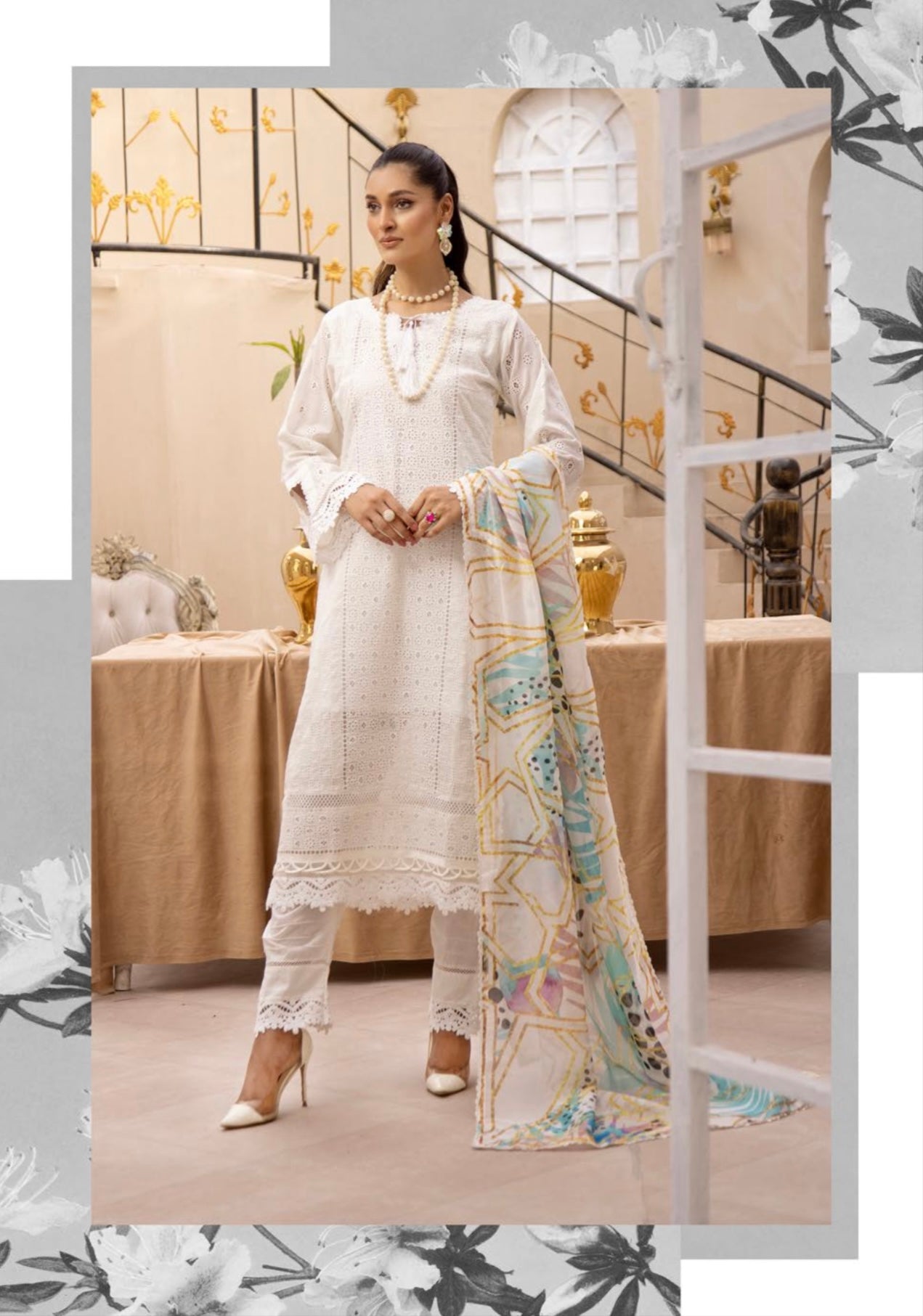 SIMRANS ‘Lawnkari’ | Embroidered Chikankari Readymade | SM595