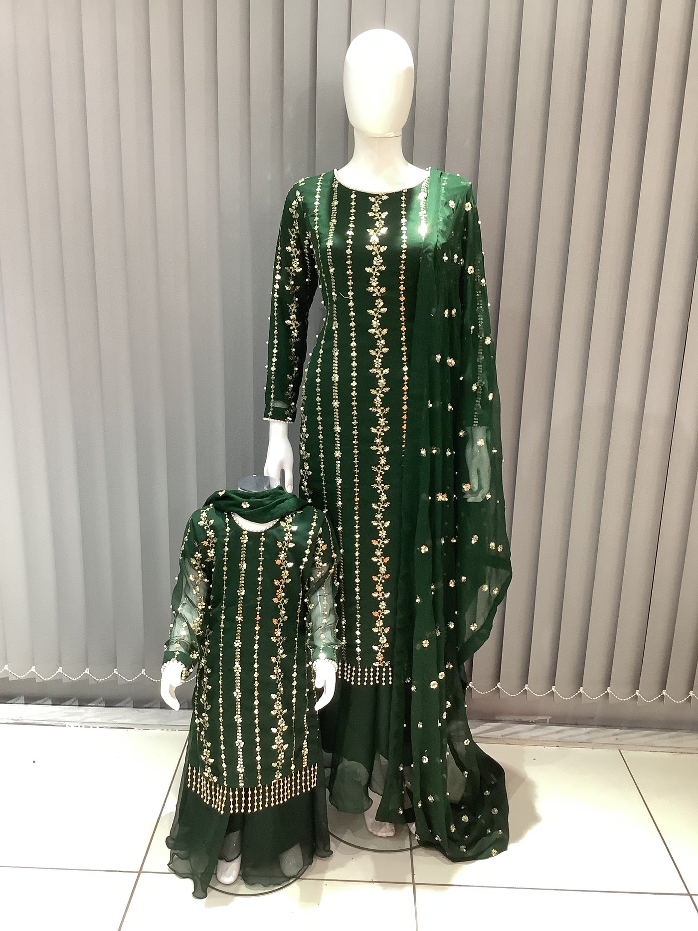 S Creations | Embroidered Chiffon Mother & Daughter Readymade | SC084