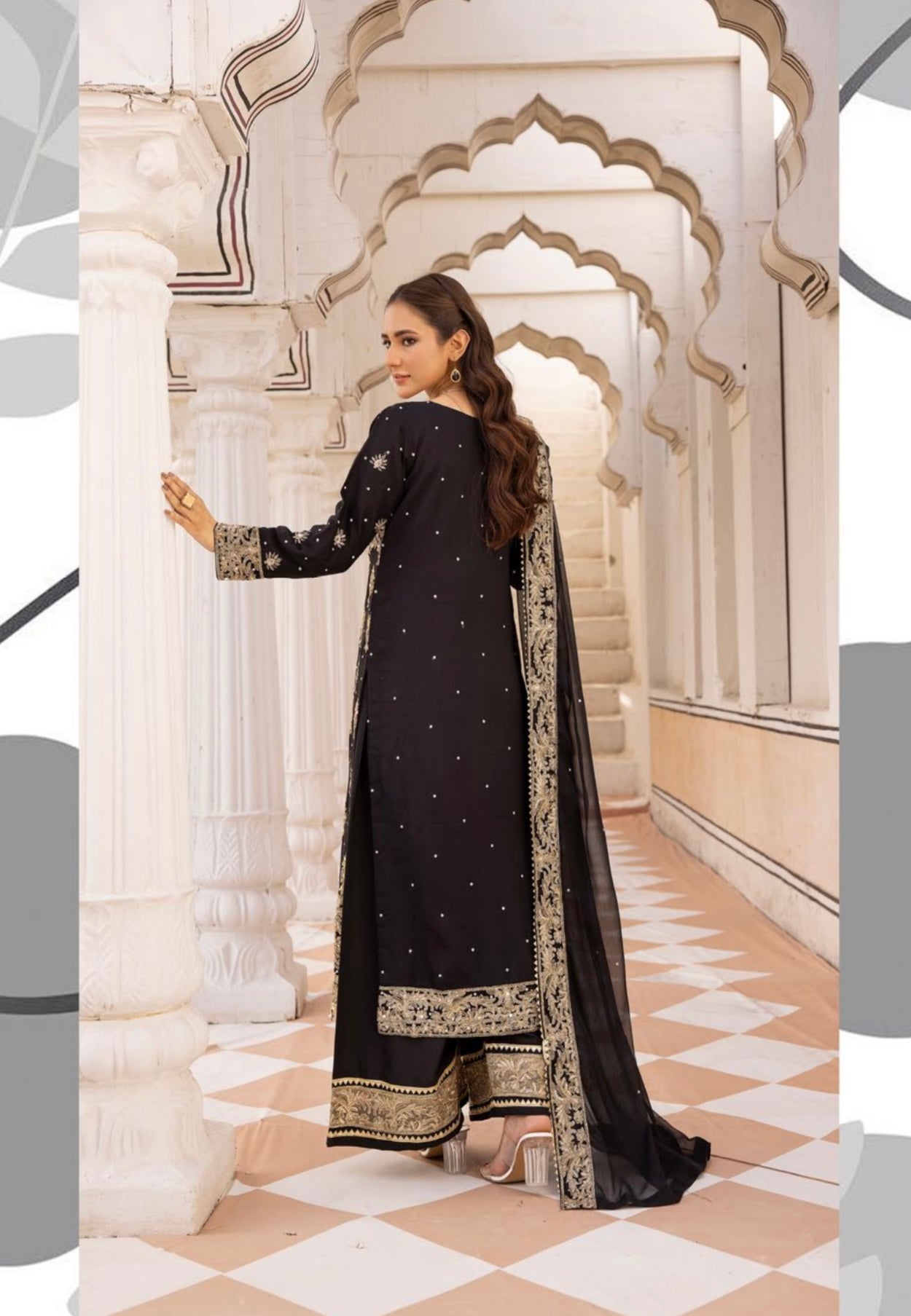 SIMRANS ‘Mahnoor Lux’ | Embroidered Chiffon Readymade | SM611 (Black)