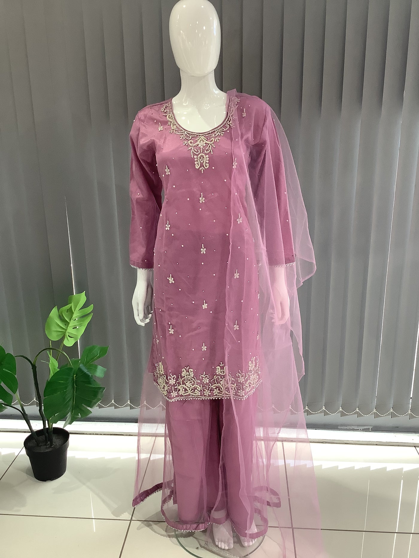 ASHA | Embroidered Hand Work Mother & Daughter Ready To Wear Pink | AS60