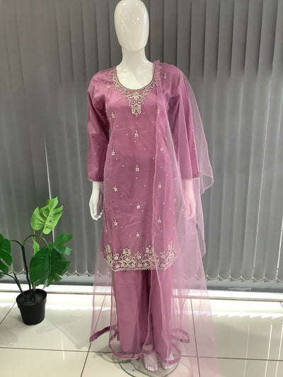 ASHA | Embroidered Hand Work Mother & Daughter Ready To Wear Pink | AS60