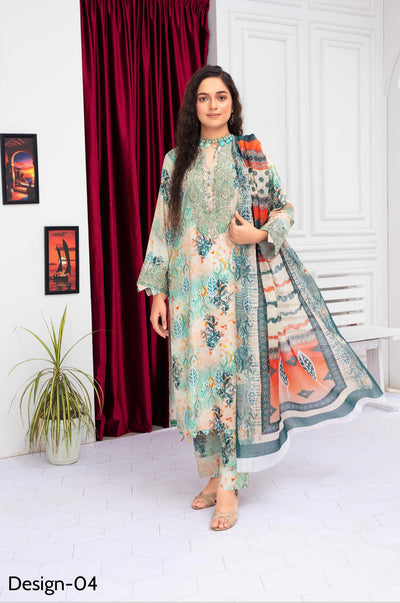 ASHYANA ‘Vol 17’ | Embroidered Linen 3pc Readymade  | ARZ04