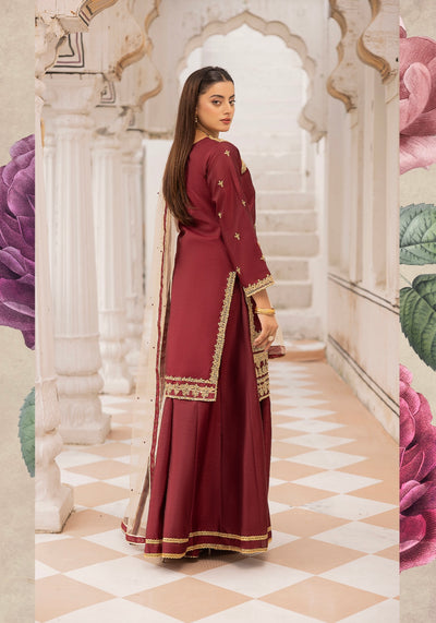 SIMRANS ‘Mehndi Mayoo’ | Embroidered Silk Readymade | SM661 (Maroon)