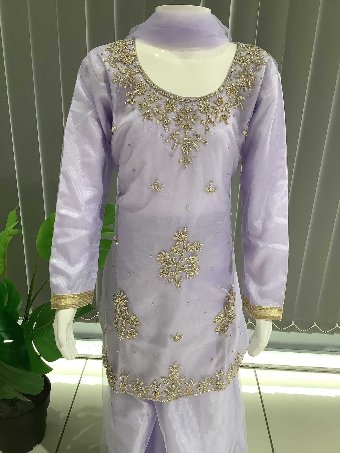 ASHA | Embroidered Hand Work Kids Ready To Wear Lailac| AS61