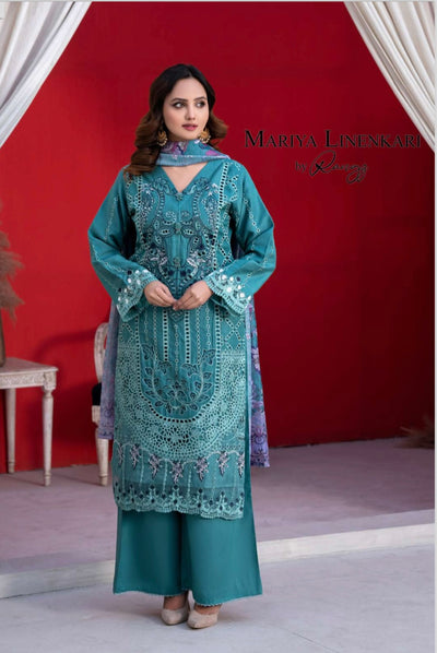 RANGZ ‘Mariya’ | Embroidered Linenkari Readymade | RGZ044