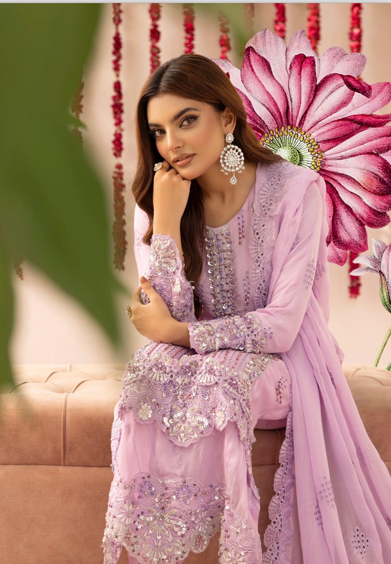 SIMRANS ‘Ivana’ | Embroidered  Chiffon Readymade Wedding Collection| SM685 (Pink)