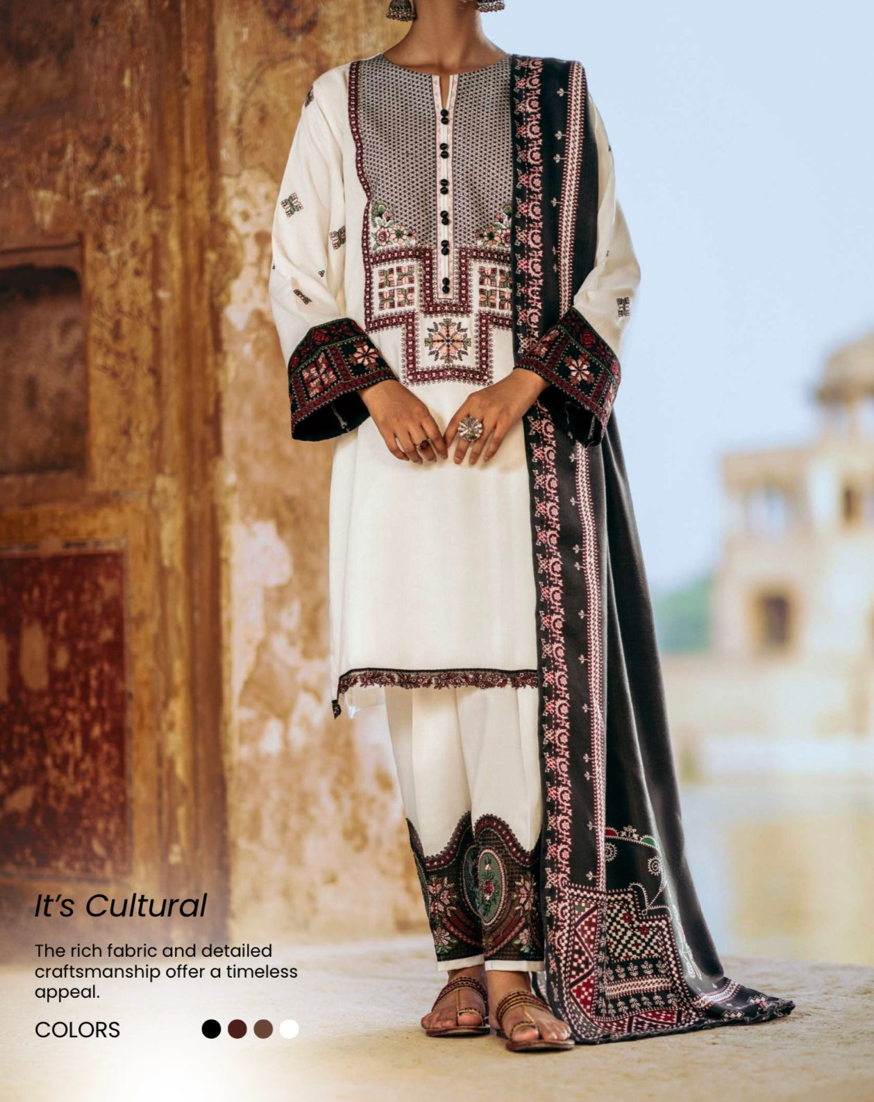 Casuallite ‘Perchai’ | Luxury Embroidered Dhanak Readymade | HT247