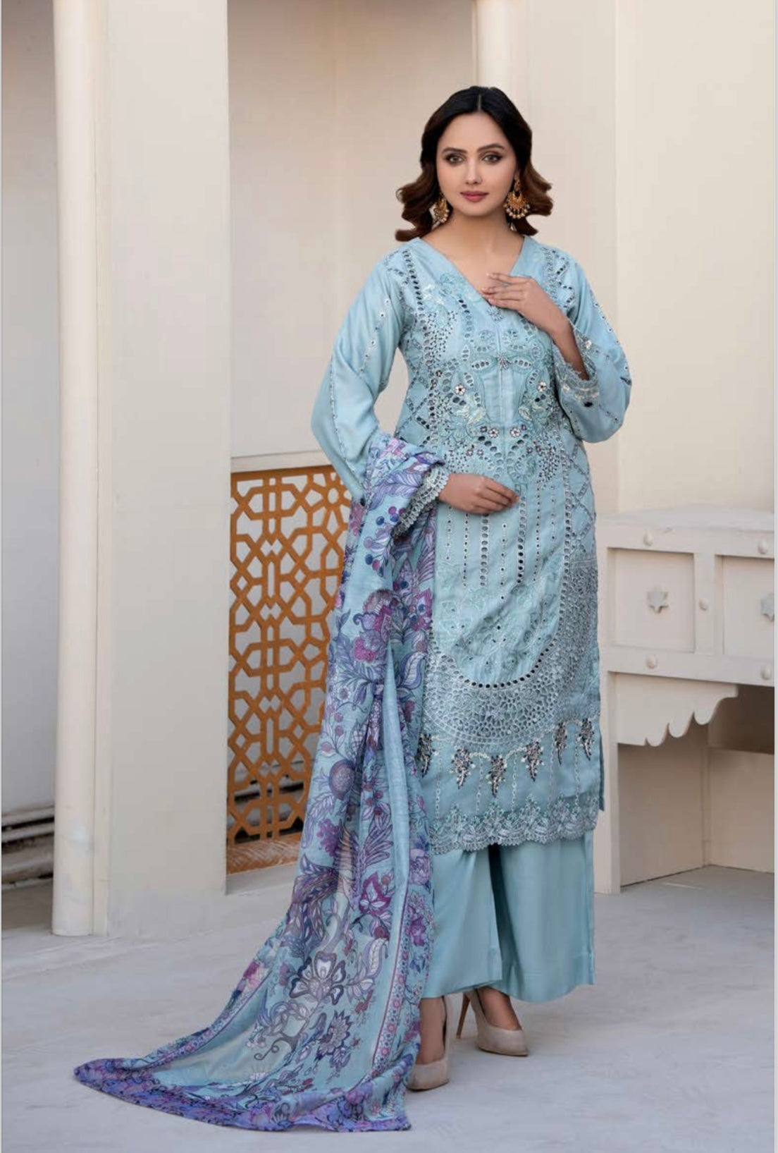 RANGZ ‘Mariya’ | Embroidered Linenkari Readymade | RGZ042