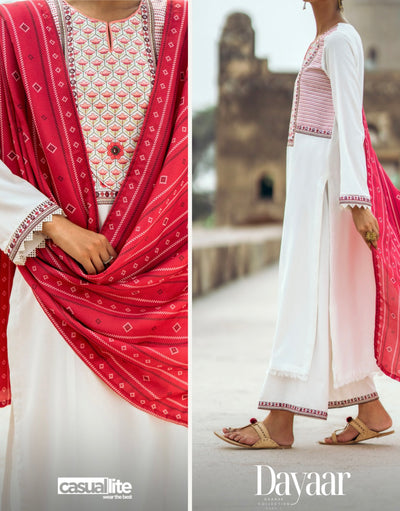 Casuallite ‘Dayaar’ | Luxury Embroidered Dhanak Readymade | HT239