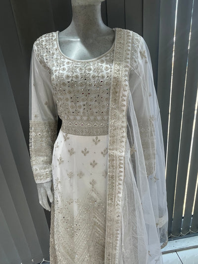 ASHA | Embroidered Net Mother & Daughter Ready To Wear cream | AS73