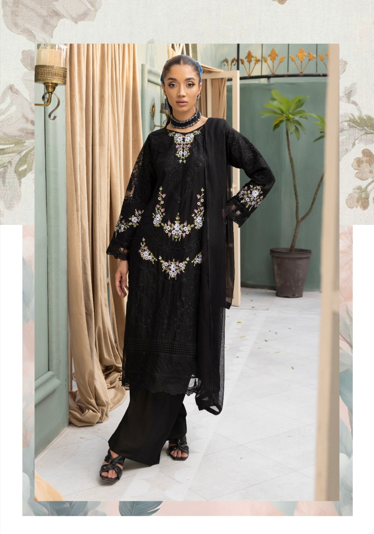 SIMRANS ‘Aisha MB’ | Embroidered Linenkari Readymade | SM698