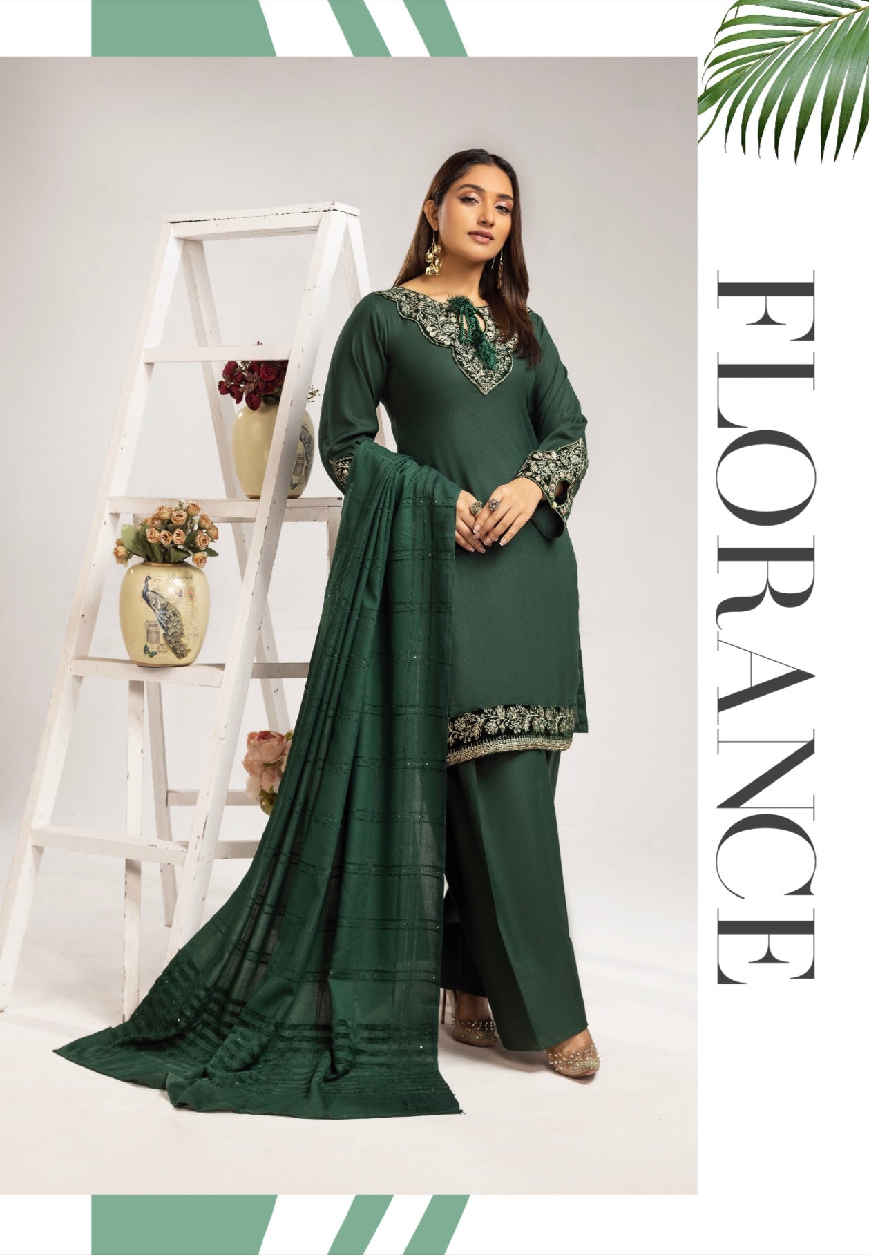 SIMRANS ‘Haniya B’ | Embroidered Dhanak Readymade | SM731 (Green)