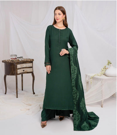 SIMRANS ‘Jaan’ | Embroidered Dhanak Shawl Readymade | SM706 (Green)