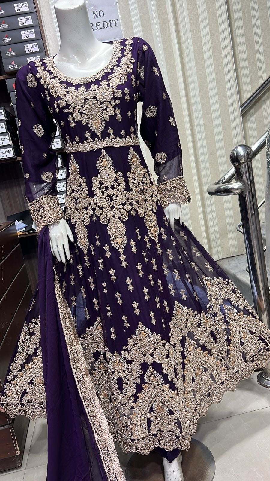 ShaZaib | Embroidered Chiffon Readymade | SZ195 (Purple)