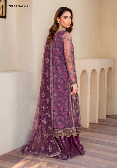 ZARIF ‘Iris’ | Embroidered Net Readymade | ZRI-04