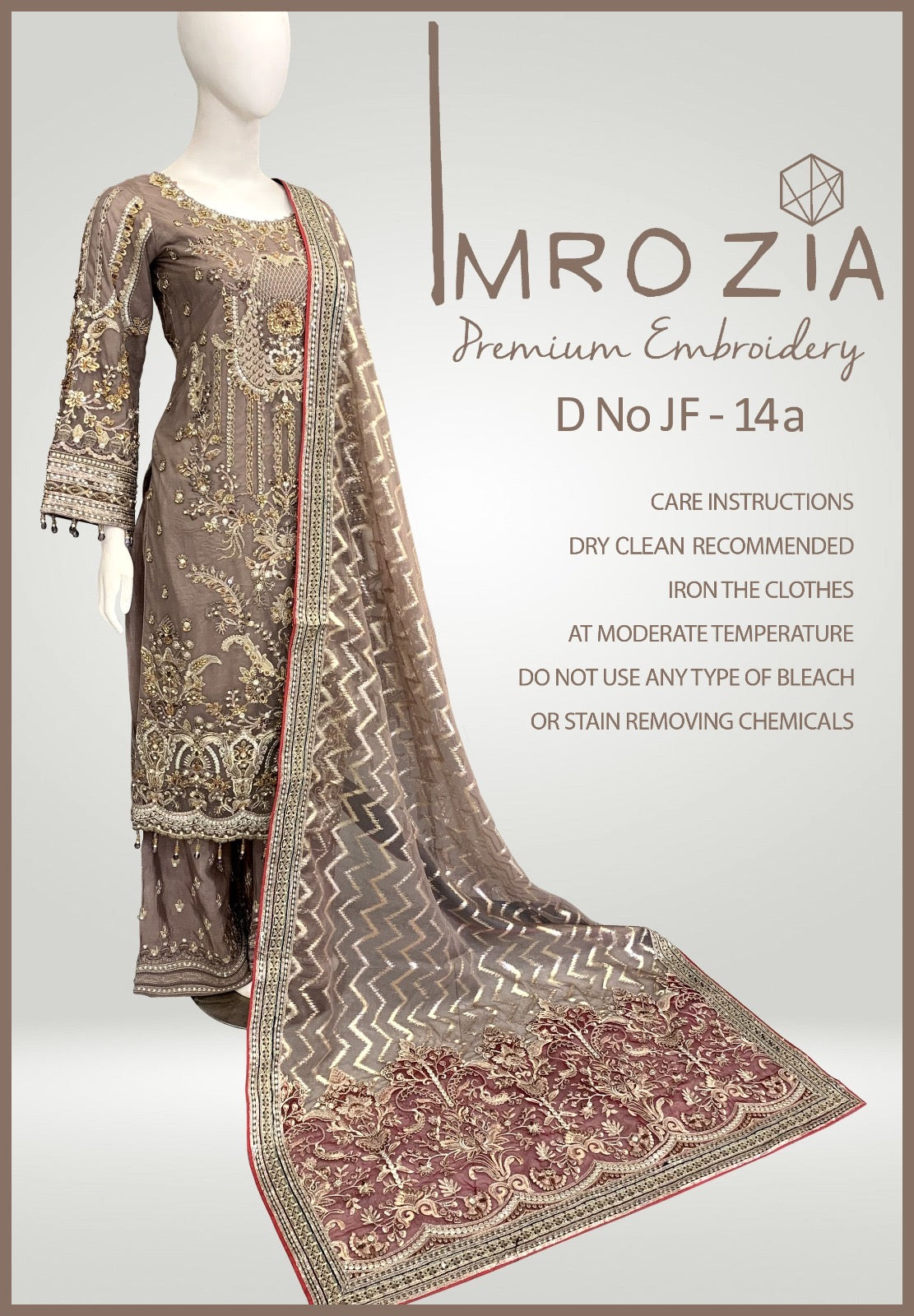 IMROZIA PREMIUM | Embroidered Net Readymade | JF-14A