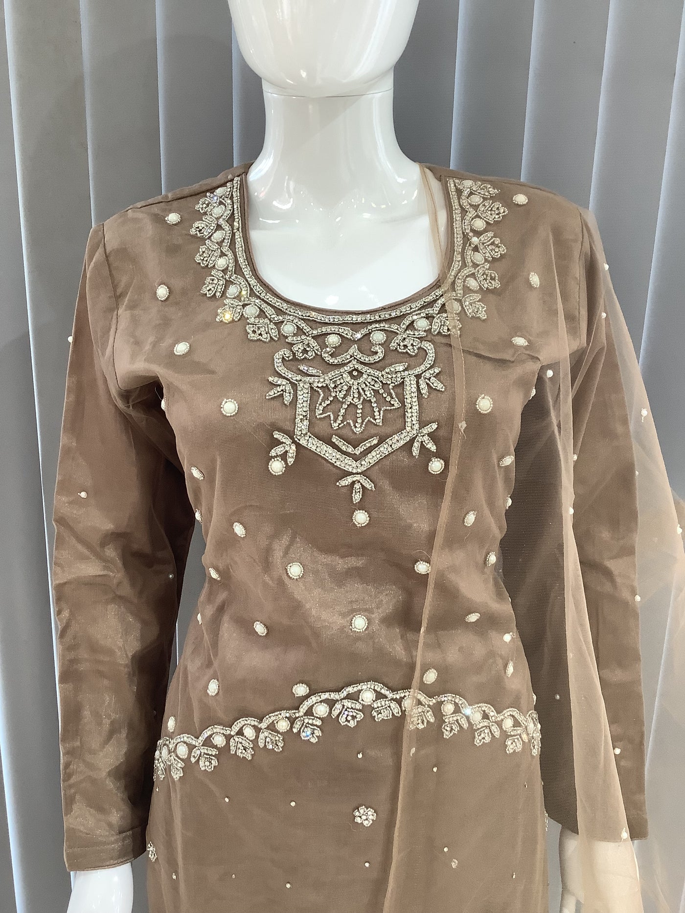 ASHA | Embroidered Hand Work Mother & Daughter Ready To Wear Brown | AS69