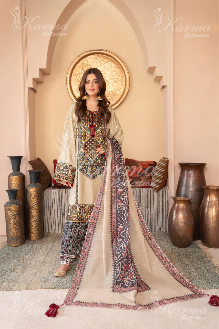 KARMA Collection | Embroidered Cotton Ready To Wear | KMA-1354 (Green)