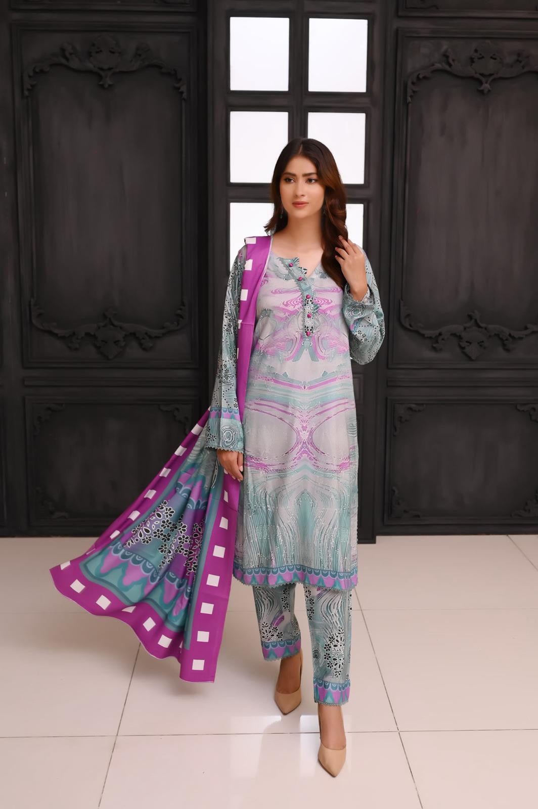 KHADIJAH’S Vol 1 | Embroidered Linen 3pc Readymade | KJ146