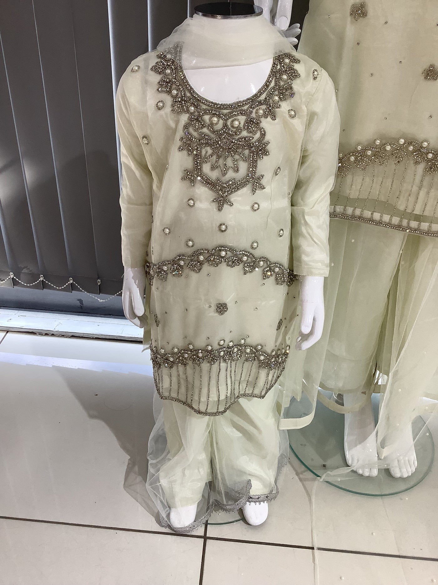 ASHA | Embroidered Hand Work Mother & Daughter Ready To Wear White | AS69