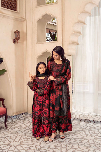 RANGZ ‘M Prints’ | Embroidered Cotton Mother & Daughter Readymade | RGZ057