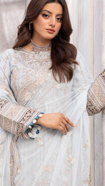 SIMRANS ‘Haseen e Bahar’ | Embroidered Chiffon Readymade | SM618 (Light Blue)